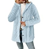 Generisch Teddyjacke Damen Plüschjacke Teddy Fleecejacke Damen mit Kapuze Winterjacke Große Größen Wintermantel Langarm Teddyfleece Mantel Winter Fleecejacken Einfarbig Kapuzenjacke Dicke Cardigan