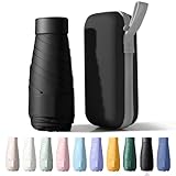 Betrynidil Taschenschirm, 6-Rippen Mini Regenschirm Windfest mit Auto-Open & Kapselhülle, Tragbarer Reiseschirm mit UV-Schutz für Männer & Frauen (Schwarz)