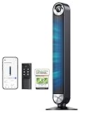 Dreo Smart Leiser Turmventilator mit Kühlung, 106cm WiFi Alexa Tower Fan, 90° oszillierender Ventilator, Fernbedienung 9-Geschwindigkeit 4 Modi 12 Std Timer Sprachsteuerung, Cruiser Pro T2S, Schwarz