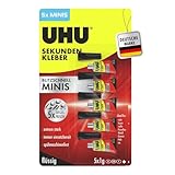 UHU Sekundenkleber extra stark | 5x1g Kleber Tuben für präzises Kleben | Sekundenkleber flüssig für Kunststoff, Metall, Holz, Keramik, Porzellankleber | Superkleber & Kunststoffkleber