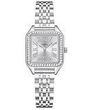 CIVO Silber Damen Uhr Eckig: Kleines Gehäuse Armbanduhr Damen Edelstahl - Vintage Damenuhr Rechteckig Analog Wasserdicht