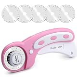Namner Rollschneider 45mm mit 5 Ersatzklingen und Sicherheitsverschluss, Stoffschneider für Stoff, Leder, Nähen, Quilten & Basteln, Ergonomischer Rollmesser Cutter (Rosa)