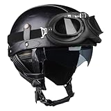 Retro-Motorradhelme – Sicherheits-Motorradhelme, Motorräder Vintage-Helme, Vintage-Halbgesichtshelme Mit Schutzbrille, Leder-Motorradhelme Für Erwachsene, Männer Und Frauen
