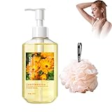 Blütenduft Duschöl, Sanftes Feuchtigkeitsspendendes Öl für Bad und Dusche, Parfümiertes Badeöl für Weiche Haut mit Lang Anhaltendem Blumigem Duft, 500ml (Ringelblume)