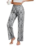 HAPYWER Jogginghose Damen Lange Hose Gerades Bein Haremshose luftig Lang Yogahose Locker Schlupfhose mit Tasche(Flower57,M)