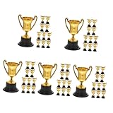 BESPORTBLE 5 Sätze Kleines Trophäenspielzeug Pokale Für Activity Für Trophäendekor Für Den Kindergarten Fußball Medaillen Trophäenpokal Der Zeremonie Feier-trophäe 12 Stück * 5