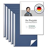 STRATAG Klemmschienen-Set (6 Stück) mit transparentem Deckel aus PP Kunststoff sowie Binderücken aus stabilem 350 g/m² Karton (Klemmmappe A4 Blau Königsblau)