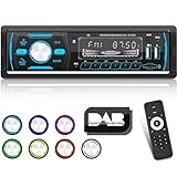 1 Din DAB Autoradio mit Bluetooth - FM AM RDS Radio - 7 Farbtasten Lichter/USB/U Disk/AUX + 32G TF Karte