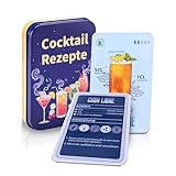 Vikkivikki Cocktail Rezepte auf Karten - 30 einzigartige Rezepte in Einer Metalldose, Rezepte auf deutsch, Cocktail Set, Cocktail zubehör Geschenk, Kartenspiel als Geschenk.