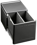 BLANCO BOTTON Pro 45/2 Manuell | Abfall Müllsystem | für 45 cm breite Unterschränke | System zur Bodenmontage hinter Schwenktüren | 2 x 13 Liter Eimer