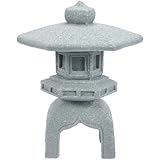 Mikikit Miniatur Steinlaterne Pagodenmodell aus Langlebigem Stein Gartendekoration für Balkon Hof und Zen Garten