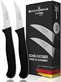 Schwertkrone 2er Messer-Set gebogen/Gemüsemesser scharf Küchenmesser Schälmesser Allzweckmesser/Germany rostfrei 3' / Handabzug - Dünnschliff - superscharf - spülmaschinengeeignet (2, 2,5' - gebogen)