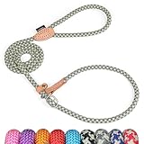 Grand Line Retrieverleine mit Zugstopp, 150 cm Moxonleine Reflektierende Hundeleine, Sicher Dauerhafte Trainingsleine Moxonleine für Kleine Mittlere und Große Hunde - 6mm, Grau-Grün