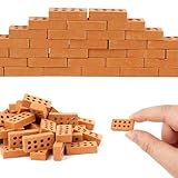 50 Stück Mini Ziegelsteine, Mini Ziegel Rote, Miniatur Ziegelsteine Backsteine, Modellbau Steine,Mini Modellziegel Brick für DIY Puppenhaus Fairy Garten Dekoration, Wichtelbaustelle, 2 x 1 x 0,5 cm
