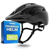BÜCHEL Fahrradhelm mit In-Mould-Technologie – für Kinder & Erwachsene – Cam Lock, Kinnpolsterung & Fliegennetz – Größen M 52–57 cm & L 58–61 cm – Schwarz, Weiß, Grau (Schwarz Matt, M, 52-57cm)