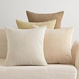 EMEMA Kissenbezug Kordsamt Zierkissenbezug 4er Set Dekokissen Sofakissen 40x40 cm Kord Kissenhülle Dekorative Weiche Zierkissenbezüge Kissen für Sofa Sessel Zuhause Schlafzimmer Beige Serie