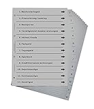 Ordnerregister für Finanzen, durchdachtes Register für DIN A4 Ordner, Finanz- und Bankordner rund um Finanzierung, Bank, Aktien und Geld, lichtgrau