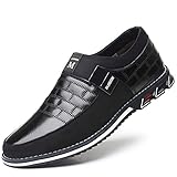 COSIDRAM Herren Schuhe Business Freizeitschuhe Klassische Mokassins Atmungsaktiver Komfort Wanderschuhe Fahrschuhe Flache Slipper Schwarz 43