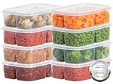 uandu Gefrierbox Set mit Fächern, Tiefkühldosen 8er Set, Frischhaltedosen mit Deckel, Vorratsdosen für Gefrierschrank klein, Gefrierdosen, Vorratsdosen mit Deckel, Gefrierbehälter, BPA-frei - 1L x 8