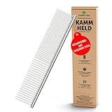 NEU! Profi Hundekamm zur Fellpflege von mittlerem & langem Haar bei Hunde & Katzen, Pudel, Goldendoodles I Golden Pets kompatibel - Gegen Knoten und zum Finish I + neues E-Book Größe S