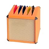 Mini-Gitarren-Plektrumhalter, Gitarrenplektrum-Tasche, 3D-gedruckter Verstärker-Lautsprecher-Form, Gitarrenplektren-Halter, stilvoller Organizer, tragbare Bass-Display-Box für Musikinstrumente, Orange