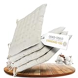 Gräfenstayn® 4er-Set Baumwoll-Sitzkissen 40x40x5cm mit Haltebändern für Indoor und Outdoor mit Öko-Tex Siegel - (Creme)