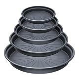 Bamworld Blumentopfuntersetzer 5 Stück 25,8/22,5/18,8/15,3/13 cm, Runde Pflanzenuntersetzer aus Kunststoff für Innen- und Außenpflanzen, Überteller für Blumentöpfe