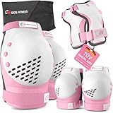GATE FITNESS® Protektoren Set für Kinde & Erwachsene - Schutzausrüstung Set [6 Teilen] Knieschützer mit Handgelenkschoner und Ellenbogenschützer für Inline Sport - Schutzausrüstung Set für Kinder
