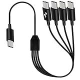 HTGuoji USB C Multi-Ladekabel, 2 in 1 Typ C männlich bis 2 männlich Schnellladekabel Kompatibel mit Mobilgeräten, Android, Tablet, Laptop und USB Typ C-Geräten (1 Meter) (4 USB C)