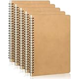Pubiao Liniertes Notizbuch, A5, Spiralnotizbücher, 5 Packungen, Krafteinband, Spiralbindung, Bulk-Journals, 120 Seiten, 60 Blatt, liniertes Notizbuch für Schule, Studium, Büro