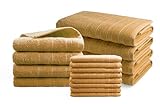 DoubleLife Handtücher 16 Teilig Set - 100% Baumwolle, Davon 50% Recycelte - 550 g/m² - GRS Zertifiziert- Saugstark - Gelb