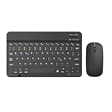 COEZFE Kabellose Bluetooth Tastatur & Maus, Ultraflache drahtlose Tastatur (Deutsches QWERTZ-Layout) mit Maus für iPad/Samsung/Lenovo/Tablets & andere iOS Android Windows-Geräte, Schwarz