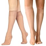 QESSUVNC 12 Paar Kniestrümpfe Damen, 20d Nylonstrümpfe Damen, Transparente Kniestrümpfe, Helle Hautfarben Feinstrümpfe