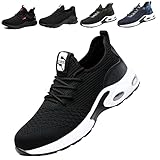 Fadezar Sicherheitsschuhe S3 Herren Leichte Arbeitsschuhe Herren Damen Sportliche Atmungsaktive Stahlkappenschuhe rutschfeste Arbeitsturnschuhe, Schwarz, 43 EU (Herstellergröße 265)