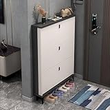 Ultradünner, platzsparender Schuhschrank – Schuhaufbewahrung mit großer Kapazität für Wohnzimmer, Balkone und Eingänge – Weiß, 1 Schicht, 70 cm Schuhkipper für kleine Räume