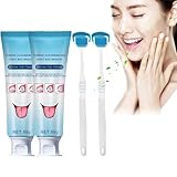 Zungenreiniger Gel Set, Zungenreiniger Gel mit Zungenbürste, Probiotisches Zungenreiniger Gel Set mit Mundhygiene Bürste, Zungenreiniger Kit für frischen Atem (2)