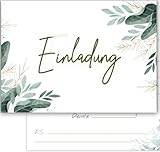 VOSVOLO 12 x Einladungkarten Hochzeit, Party, Geburtstag - Einladung Geburtstag - Partyeinladung in schönen Blätter Aquarell Design