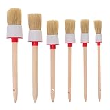 Kisangel 6 Stück Teiliges Borstenpinsel Rundem Holzgriff Langlebige Schweineborsten Vielseitig für Lackier Haushaltsarbeiten Ergonomisch Geformt für Präzises Streichen und Einfache