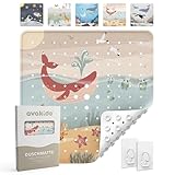 avakido® Duschmatte rutschfest Kinder - 100% BPA frei Inklusive 2 Haken zum Trocknen - Antirutschmatte, Duscheinlage - schimmelresistent & maschinenwaschbar