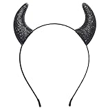 XIELIME Glitzerndes Teufelshörner-Haarband, Halloween-Haarband, Teufelsohren, Stirnband, glitzernde Dämonenhörner, Haarbänder, Halloween-Haarschmuck für Damen und Herren, Partyzubehör (schwarz)