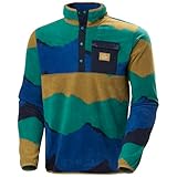 Helly-Hansen Maridalen Fleece-Pullover – Gemütliche und strapazierfähige Abenteuerjacke für Herren mit 4-Knopfleiste, Druckknopftasche und elastischen Bündchen, Smaragd-Berggipfel, Größe XXL