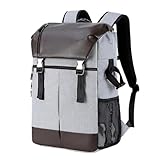 pistro Kamera-Rucksack für Fotografen, wasserdichter DSLR Rucksack mit Laptopfach, abnehmbare Trennwände, seitlicher Zugang, 29x14x43cm für Outdoor, Reisen, Damen und Herren- Hellgrau