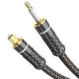 RAWAUX Digitale Audio Optisches Kabel Optisches Audiokabel Toslink auf Mini Toslink Kabel 24K Vergoldet (Kohlefaser+Aluminium) S/PDIF Kabel für Lautsprecher, Chromecast Audio, TV 2M