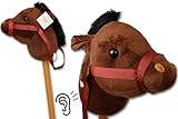 Trendario Steckenpferd Kinder, Spielzeug Pferd, Plüschtier Pferde Mädchen Geschenk, Steckenpferd Braun / Rosa Einhorn mit Sound Funktion - Gewieher und Galoppgeräusch (Braun)