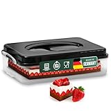 Novaliv Kuchen-Transportbox mit drei Etagen und Deckel (Rechteckig 40 x 30 cm) Aufbewahrungsbox mit Sicherheitsverschluss & Einlage Party-Box Container Tortentransportbox Tortenbehälter