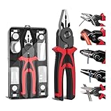 MechKit Zangen Werkzeugset, 5 in 1 Multifunktion Kombizange Set mit Abisolierzange und Crimpzange Schneidezange, Stahldrahtzange zum Abisolieren, Crimpen