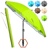 4smile Sonnenschirm Strand SunnyJoy, Grün - UPF 50+ Strandschirm Ø 180 cm, sicherer Sonnenschutz Strand, Strandschirm windfest stabil - Sonnenschirm mit Schutzhülle