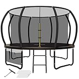 Devoko Trampolin Outdoor Ø 244/305/366/427 cm, vom TÜV Rheinland GS-Zertifikat, Kindertrampolin Gartentrampolin mit Sicherheitsnetz, Rundes Riesentrampolin mit Leiter und Schuhbeutel