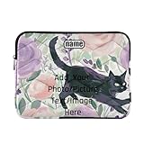Laptop-Hülle, 33-35,6 cm, wasserabweisend, anpassbar, Laptop-Hülle, Katze, umgeben von Rosen, Reise-Laptop-Tasche, Handtasche für Männer und Frauen