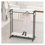 YJEUZCD Kleidung Gestell Mit Regal, Metall Stab Kleidungsstück Gestell, Speichern Kleidung Regale, Mantel Boutique Anzeige Stehen Für Hängend(Schwarz,70.8x19.6x59in)